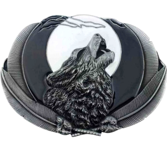 New Howling Wolf And Feathers Belt buckle fits 1.5 belt buckle - Picture 1 of 2